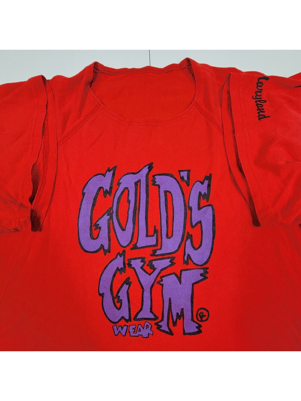 Vintage Gold's Gym Crop Top Frederick Maryland Red Purple 90s Athletic Cotton